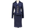 Blumarine Eye-catching Blue Wool And Cashmere Skirt Suit, Size 44 Italy (USA 8)
