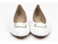 Salvatore Ferragamo Striking White Leather Embellished Pumps, Size 10B