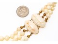 Beautiful Triple Strand Graduated Coral Necklace, With An 18k Yellow Gold Clasp