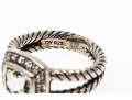 David Yurman Pretty Split Twisted Shank, Aquamarine And Diamond Ring, Size 4.75