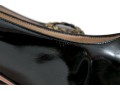 Salvatore Ferragamo Decorative Black Patent Leather Pump With Decorative Top, Size 40B