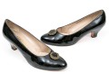 Salvatore Ferragamo Decorative Black Patent Leather Pump With Decorative Top, Size 40B