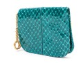 Judith Leiber Handsome Teal Lizard Mini Purse/key Chain