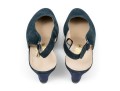 Salvatore Ferragamo Fun Blue Suede And Grosgain Slingback Wedges, Size 10B