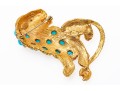 Kenneth Jay Lane Majestic Gold Tone Faux Turquoise And Rhinestone Vintage Lion Brooch