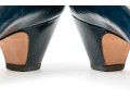 Salvatore Ferragamo Classic Navy Blue Leather Pumps, Size 10B