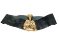 Jose Cotel Stunning Wide Vintage 70's Leather Belt With Large Chinese Scholar Buckle