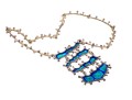 Sterling Silver Blue And Green Enamel Fabulous Brutalist Necklace And Earrings
