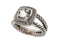 David Yurman Pretty Split Twisted Shank, Aquamarine And Diamond Ring, Size 4.75