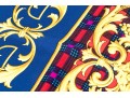Atelier Versace Classic Blue Red And Gold Toned Vintage Silk Scarf