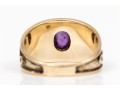 Broad 10K Scrollwork Amethyst Ring, Size 7.75+