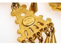 Judith Leiber Fabulous Vintage Gold Tone Fringed Doorknocker Drop Earrings