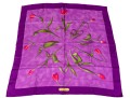 Salvatore Ferragamo Lovely Purple And Green Vintage Silk Tulip Motif Scarf