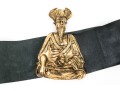 Jose Cotel Stunning Wide Vintage 70's Leather Belt With Large Chinese Scholar Buckle