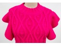 Robertson Rodeo Hot Pink Cable Knit Cap Sleeve Sweater, Size Medium