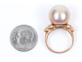 Outstanding South Sea Pearl And Diamond 18K Ring, Size 
