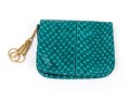 Judith Leiber Handsome Teal Lizard Mini Purse/key Chain