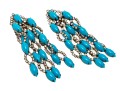 Kenneth Jay Lane Amazing Faux Turquoise And Rhinestone Vintage Waterfall Earrings