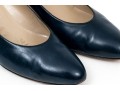 Salvatore Ferragamo Classic Navy Blue Leather Pumps, Size 10B