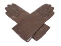 Coach Handsome Brown Leather And Silk Gloves, Size 7 1/2