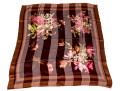 Valentino Lovely Burgundy And Coppper Floral Motif Silk Scarf