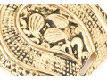 Wonderful Black Leather And Gold Tone Paisley Buckle Vintage 1970's Belt