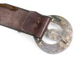Wonderful Vintage Brown Leather Belt With Southwestern Horseshoe Decorations And Buckle