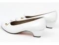 Salvatore Ferragamo Striking White Leather Embellished Pumps, Size 10B