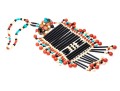 Magnificent Vintage 1970's Acrylic Bib Choker Neck Piece, Black, Coral, Ivory And Turquoise