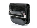 Judith Leiber Handsome Black Lizard Mini Purse/key Chain