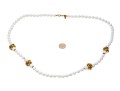 Miriam Haskell Fabulous Vintage Gold Tone Love Knot And White Glass Bead Opera Length Necklace