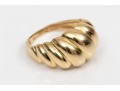 Bold 18K Ribbed Dome Ring, Size 6.75+