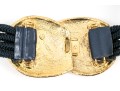 Wonderful Black Leather And Gold Tone Paisley Buckle Vintage 1970's Belt