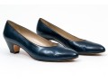 Salvatore Ferragamo Classic Navy Blue Leather Pumps, Size 10B