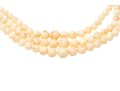 Beautiful Triple Strand Graduated Coral Necklace, With An 18k Yellow Gold Clasp