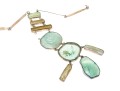 Sterling Silver Magnificent Green Sea Glass Bib Necklace, With Handwrought Chain