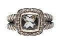 David Yurman Pretty Split Twisted Shank, Aquamarine And Diamond Ring, Size 4.75