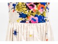 Valentino Red Bright Multi Color Sleeveless Cotton Dress, Gathered Skirt, Size 48