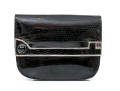 Judith Leiber Handsome Black Lizard Mini Purse/key Chain