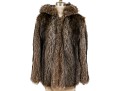 The Tepper Collection NY Tannish Brown Raccoon Fur Hooded Zip Jacket
