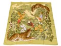 Salvatore Ferragamo Beautiful Green Toned Leopard Motif Silk Scarf