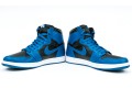 Nike Chic Leather High Top Air Jordans, Black, Blue, White, Size 11