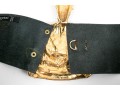 Jose Cotel Stunning Wide Vintage 70's Leather Belt With Large Chinese Scholar Buckle