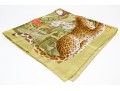 Salvatore Ferragamo Beautiful Green Toned Leopard Motif Silk Scarf