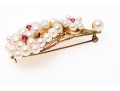14k Yellow Gold Spectacular Cultured Pearl Cluster Brooch