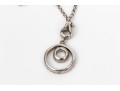 14K White Gold Accent Diamond Circular Pendant Necklace