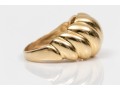Bold 18K Ribbed Dome Ring, Size 6.75+