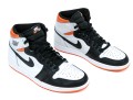Nike Discernable Leather High Top Air Jordans, Black, White And Orange, Size 11