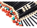 Magnificent Vintage 1970's Acrylic Bib Choker Neck Piece, Black, Coral, Ivory And Turquoise