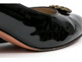Salvatore Ferragamo Decorative Black Patent Leather Pump With Decorative Top, Size 40B